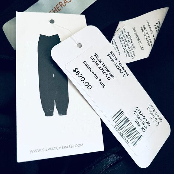 Silvia Tcherassi NWT Raimondo Wide-Leg Flowy Pant with Cinched Ankle in Black XS - Picture 11 of 14